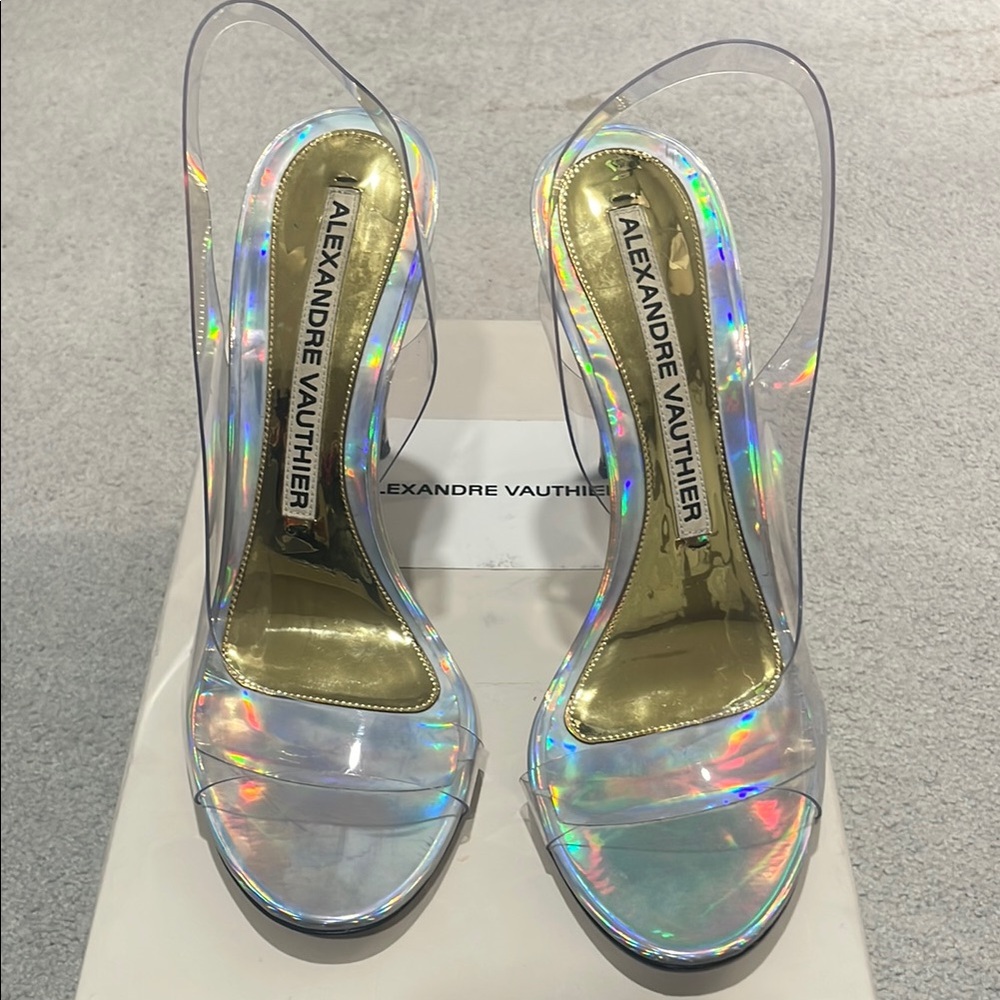 Silver Stiletto Heels with Transparent Design
